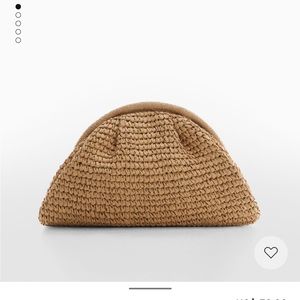 Mango natural fiber straw raffia beige clutch bag